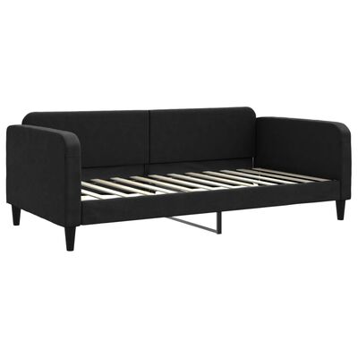 vidaXL Sofa rozsuwana z materacami, czarna, 100x200 cm, tkanina