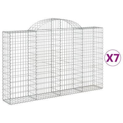 vidaXL Kosze gabionowe, 7 szt, 200x30x120/140 cm, galwanizowane żelazo