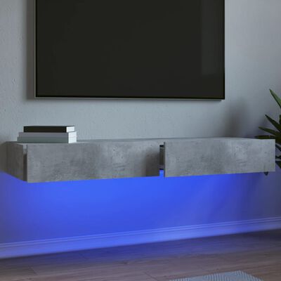 vidaXL Szafki telewizyjne z LED, 2 szt., szarość betonu, 60x35x15,5 cm