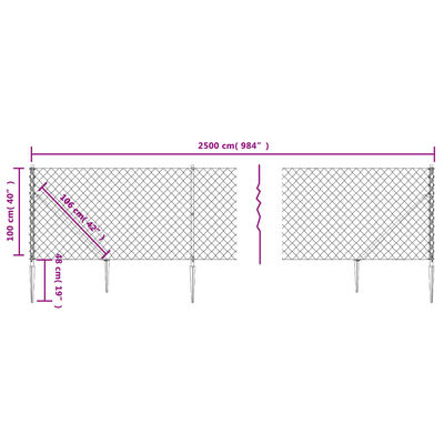 vidaXL Ogrodzenie z siatki, z kotwami, zielone, 1x25 m