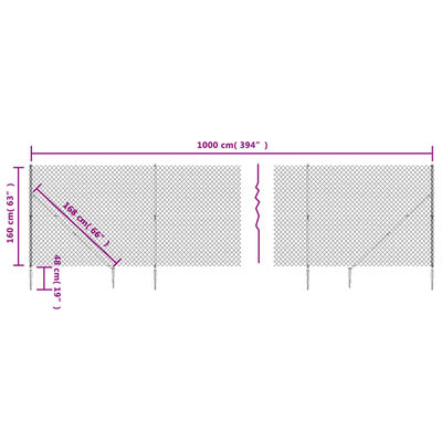 vidaXL Ogrodzenie z siatki, z kotwami, zielone, 1,6x10 m