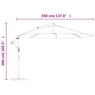 vidaXL Parasol wiszący z aluminiowym słupkiem, 350 cm, taupe