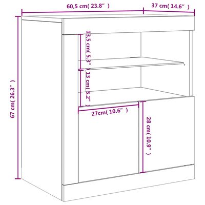 vidaXL Szafka z oświetleniem LED, biała, 60,5x37x67 cm