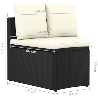 vidaXL 7-częściowa sofa ogrodowa z poduszkami, rattan PE, czarna