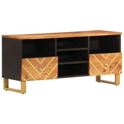 vidaXL Szafka pod TV, brązowo-czarna 100x33,5x46 cm, lite drewno mango