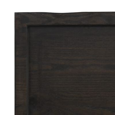 vidaXL Blat stołu, ciemnobrązowy, 200x60x(2-4) cm, lite drewno dębowe