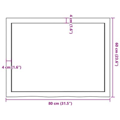 vidaXL Półka, brązowa, 80x60x(2-4) cm, lakierowane lite drewno dębowe