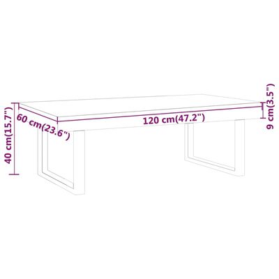 vidaXL Stolik kawowy, ciemnobrązowo-czarny, 120x60x40 cm, MDF i żelazo