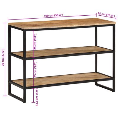 vidaXL Stolik konsolowy, 100x35x70 cm, surowe lite drewno mango