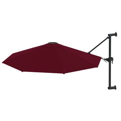 vidaXL Parasol ścienny na metalowym słupku, 300 cm, burgund