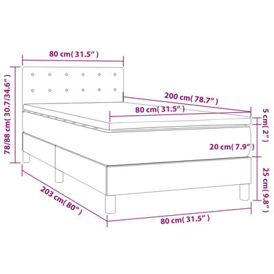 vidaXL Łóżko kontynentalne z materacem i LED czarna ekoskóra 80x200 cm