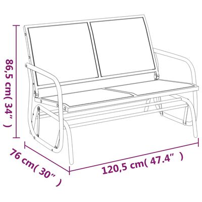 vidaXL Huśtawka ogrodowa, czarna, 120,5x76x86,5 cm, textilene i stal