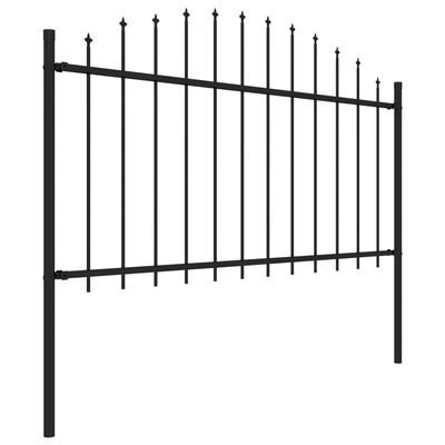 vidaXL Panele ogrodzeniowe z grotami, stal, (1,25-1,5) x 17 m, czarne