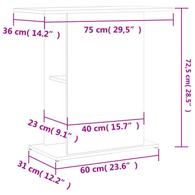 vidaXL Szafka pod akwarium, szarość betonu, 75x36x72,5 cm