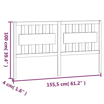 vidaXL Wezgłowie łóżka, białe, 155,5x4x100 cm, lite drewno sosnowe