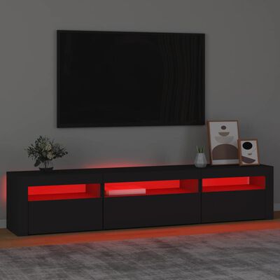 vidaXL Szafka pod TV z oświetleniem LED, czarna, 195x35x40 cm