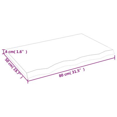 vidaXL Blat do łazienki, jasnobrązowy, 80x50x(2-4) cm, lite drewno