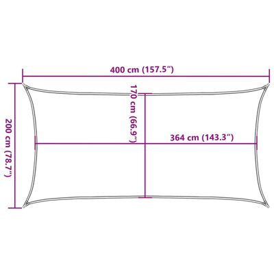 vidaXL Żagiel przeciwsłoneczny, piaskowy, 4x2 m, 100% poliester