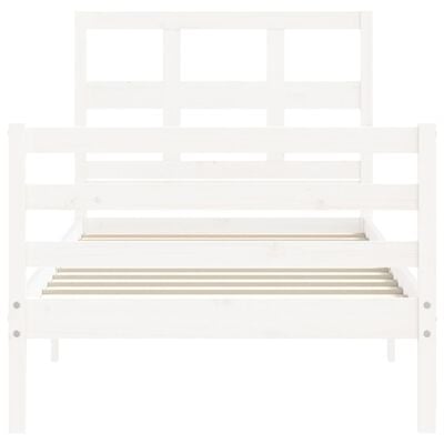 vidaXL Rama łóżka z wezgłowiem, biała, 100x200 cm, lite drewno