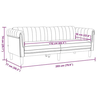 vidaXL Sofa 3-os., brązowa, sztuczna skóra zamszowa