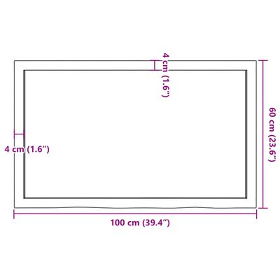 vidaXL Blat do łazienki, ciemnobrązowy, 100x60x(2-6) cm, lite drewno