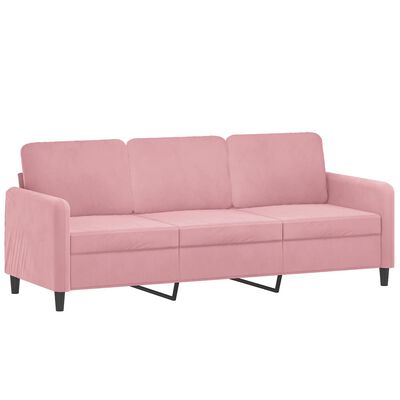 vidaXL 3-osobowa sofa z podnóżkiem, różowa, 180 cm, aksamitem