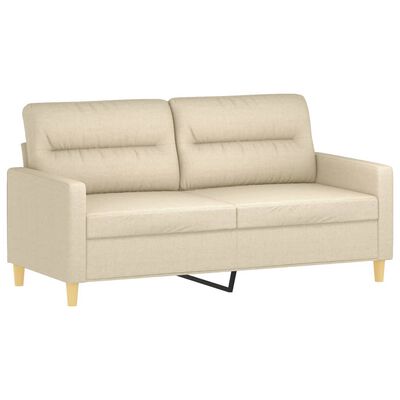 vidaXL 2-osobowa sofa z poduszkami, kremowa, 140 cm, tkanina