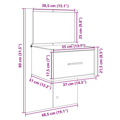 vidaXL Wezgłowie łóżka z szafkami, przydymiony dąb, 160 cm