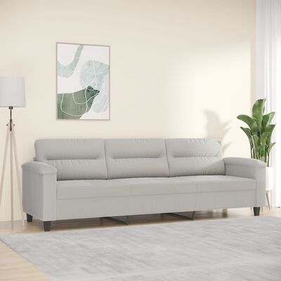 vidaXL 3-osobowa sofa, jasnoszary, 210 cm, tapicerowana mikrofibrą