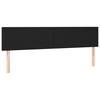 vidaXL Zagłówek do łóżka z LED, czarny, 200x5x78/88 cm, sztuczna skóra