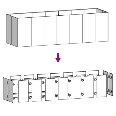 vidaXL Podwyższona donica, 280x80x80 cm, stal kortenowska