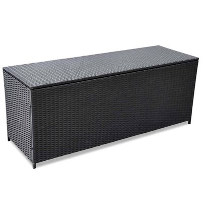 vidaXL Skrzynia ogrodowa, czarna, 150 x 50 x 60 cm, rattan PE