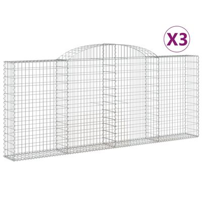 vidaXL Kosze gabionowe, 3 szt, 300x30x120/140 cm, galwanizowane żelazo