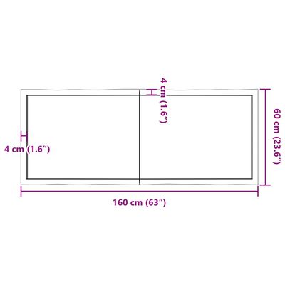 vidaXL Blat stołu, 160x60x(2-6)cm surowy, lity dąb naturalną krawędzią