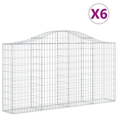 vidaXL Kosze gabionowe, 6 szt, 200x30x100/120 cm, galwanizowane żelazo