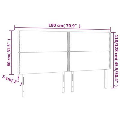 vidaXL Zagłówek do łóżka z LED, jasnoszary, 180x5x118/128 cm, aksamit