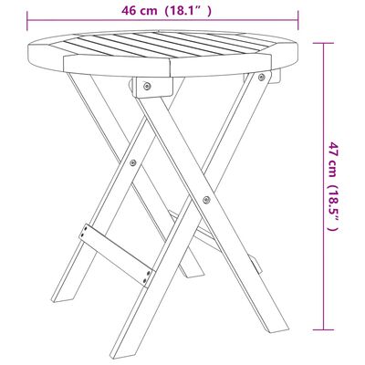 vidaXL Składany stolik ogrodowy, biały, Ø 46 cm, lite drewno akacjowe