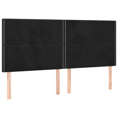 vidaXL Zagłówek do łóżka z LED, czarny, 180x5x118/128 cm, aksamit