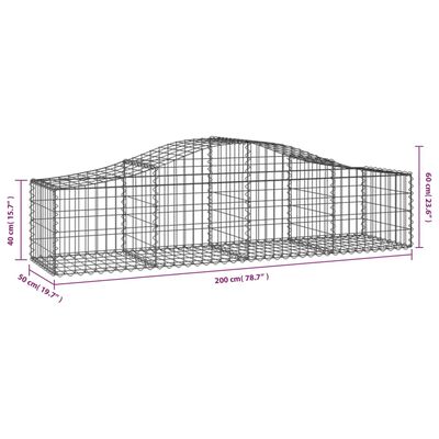 vidaXL Kosze gabionowe, 5 szt, 200x50x40/60 cm, galwanizowane żelazo