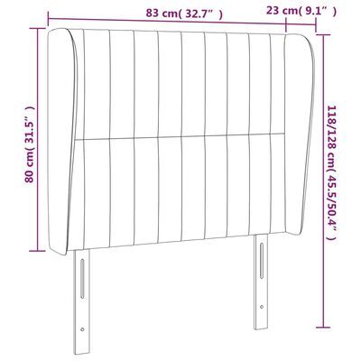 vidaXL Zagłówek uszak, czarny, 83x23x118/128 cm, tkanina