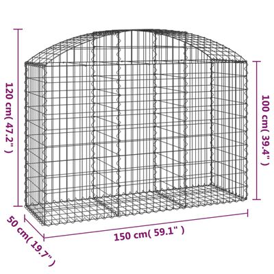 vidaXL Łukowaty kosz gabionowy 150x50x100/120 cm, galwanizowane żelazo