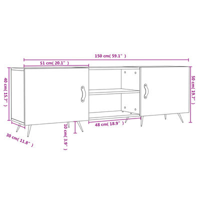 vidaXL Szafka pod TV, szarość betonu, 150x30x50 cm