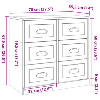 vidaXL Szafka, czarna, 70x35,5x67,5 cm, materiał drewnopochodny