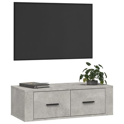 vidaXL Wisząca szafka TV, szarość betonu, 80x36x25 cm