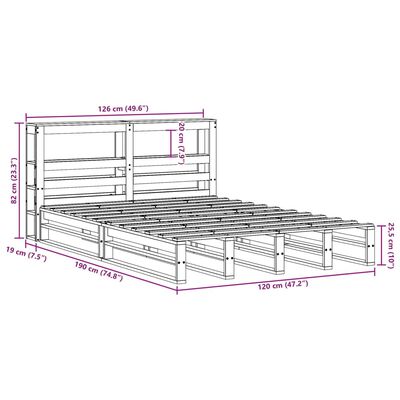 vidaXL Rama łóżka bez materaca, biała, 120x190 cm, lite drewno sosnowe