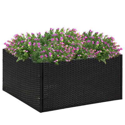 vidaXL Donica ogrodowa, czarna, 80x80x40 cm, rattan PE