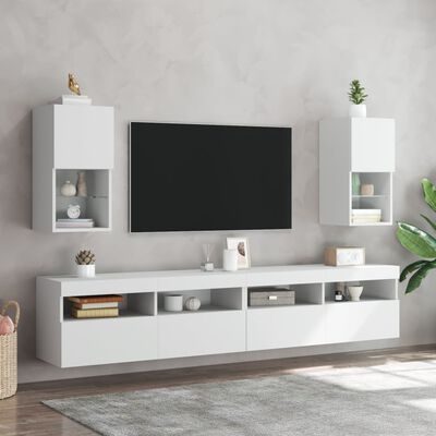 vidaXL Szafki pod telewizor, z LED, 2 szt., białe, 30,5x30x60 cm