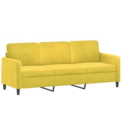 vidaXL 3-osobowa sofa z poduszkami, żółta, 180 cm, aksamit