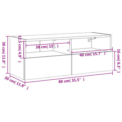 vidaXL Ścienna szafka TV, czarna, 80x30x30 cm, materiał drewnopochodny