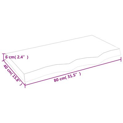 vidaXL Blat stołu, 80x40x(2-6) cm, surowe lite drewno dębowe